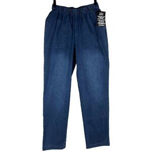 NWT Woman Within Straight Leg Pull-On Stretch Denim Jeans 49-5055-6 Size 12W